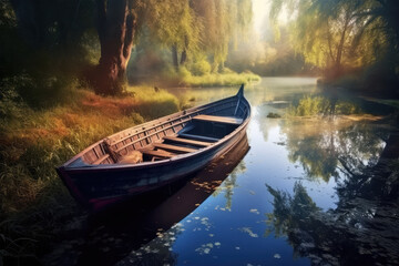 Fototapeta premium boat in the river background
