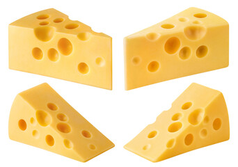 Collection of delicious cheese pieces, cut out