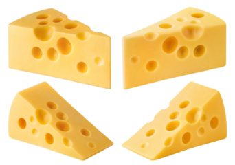 Collection of delicious cheese pieces, cut out