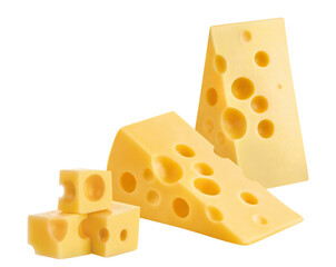 Delicious cheese pieces cut out