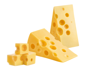 Delicious cheese pieces cut out