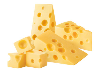 Delicious cheese pieces cut out