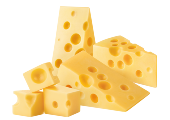Delicious cheese pieces cut out