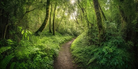 Path Through a Lush Green Forest - AI Generated