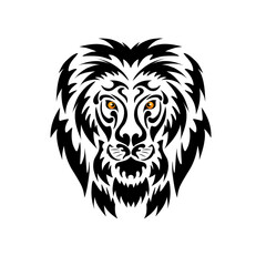 illustration vector graphic of tribal art face lion perfect for tattoos, symbols and more