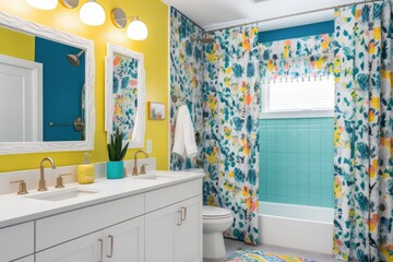 Kid-Friendly Bathroom Design with Bright Colors - AI Generated