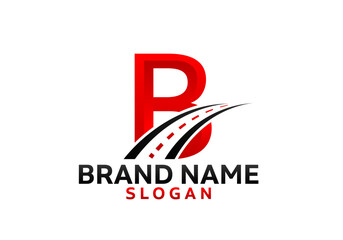 letter B road logo illustration vector art icon design