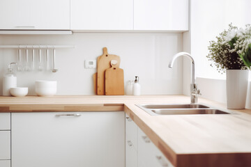 Obraz na płótnie Canvas Modern kitchen interior with copy space. Generative AI.