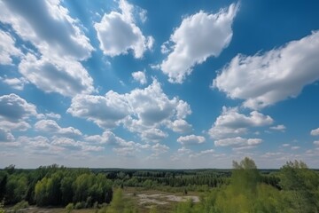Fototapeta na wymiar Blue sky clouds landscape. Generate Ai