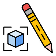 Cube Line Color Icon