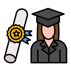 Receiving Degree Line Color Icon