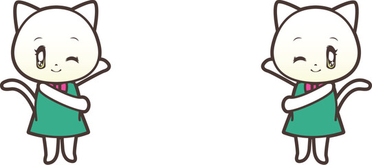 両手で迎える猫