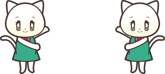 両手で迎える猫