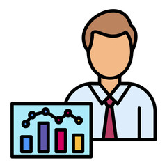 Obraz premium Data Analyst Line Color Icon