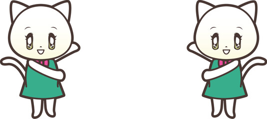 両手で迎える猫