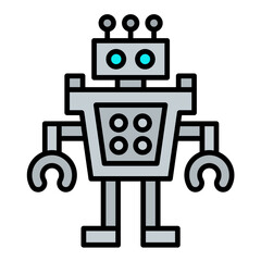 Humanoid Robot Line Color Icon