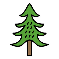Evergreen Tree Line Color Icon