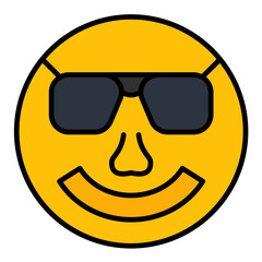 Smiling Face with Sunglasses Line Color Icon