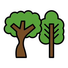 Deciduous Tree Line Color Icon