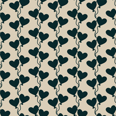 Seamless pattern with heart-shaped balloons. Print for textile, wallpaper, covers, surface. Retro stylization. Love pattern