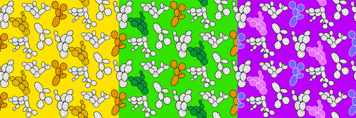 Tree variation vector seamless pattern, with mushrooms