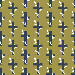 Seamless pattern with Christian crosses. Print for textile, wallpaper, covers, surface. For fashion fabric. Retro stylization. Religious seamless pattern