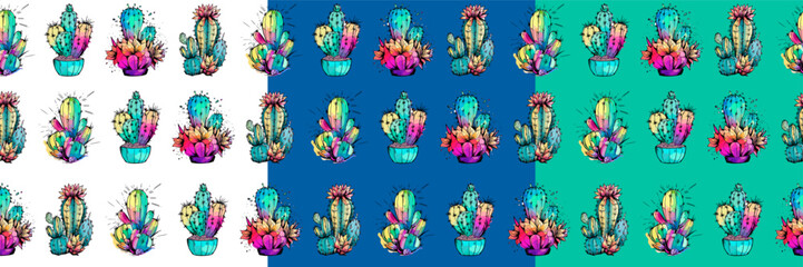 Tree variation vector seamless pattern, with mushrooms