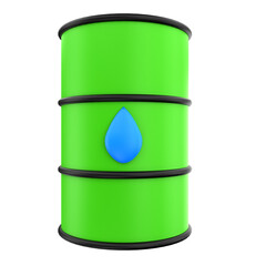3D Barrel with Water Transparent Background