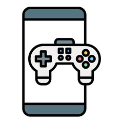Mobile Gaming Line Color Icon