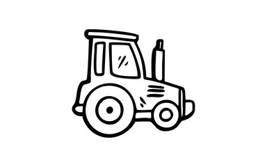 TRACTOR Doodle art illustration with black and white style.