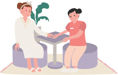 Woman Getting Manicure in Spa Salon