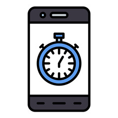 Obraz premium Mobile Stopwatch Line Color Icon
