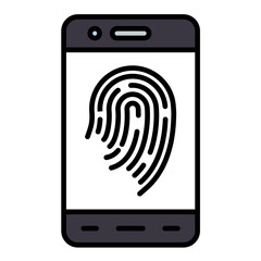 Mobile Fingerprint Line Color Icon