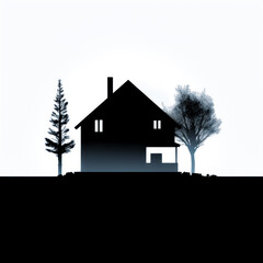 Black house silhouette icon on a white background. Generative Ai Illustration.
