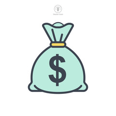money bag icon symbol template for graphic and web design collection logo vector illustration