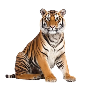 animal tiget  sitting on a transparent background, Generative ai 