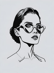 Beautiful woman in sunglasses. Cartoon. AI generated illusttration