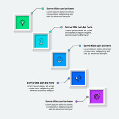 Infographic template. 5 frames with icons and text