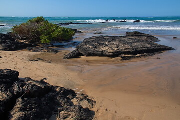 Beach at Puerto Villamil on Isabela island of Galapagos islands, Ecuador, South America
