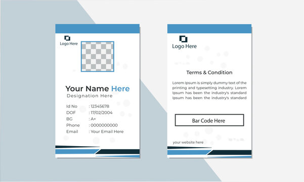 Blue Color School and College Student Id Card Design