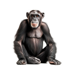 animal Chimpanzee sitting on transparent background, generative Ai