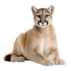 animal Cougar sitting on transparent background, generative Ai