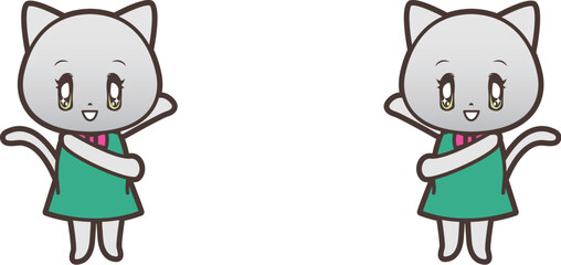 両手で迎える猫