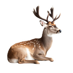 animal Deer sitting on transparent background, generative Ai