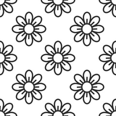 Flowers floral seamless pattern. Line flowers on transparent background.