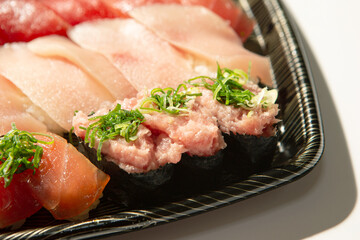 Tuna sushi in various parts