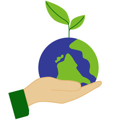 World environment day icon, earth day illustration, saving planet symbol - stock vector