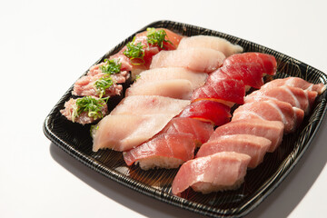 Tuna sushi in various parts