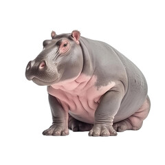 Fototapeta premium animal Hippopotamus sitting on transparent background, generative Ai