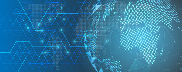 Abstract geometric triangle pattern global technology network communication background image